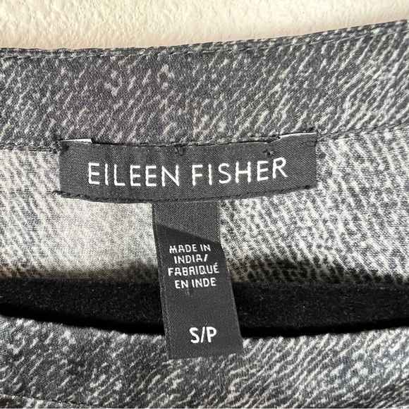 Eileen Fisher Hazy Print Silk Shift Dress Kimono Sleeves - Picture 4 of 5